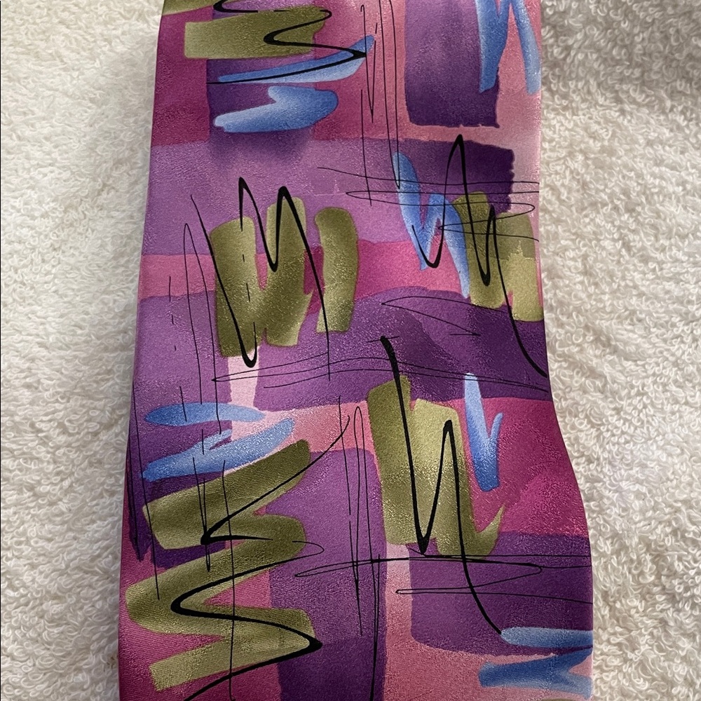 Jerry Garcia Tie gently used Abstract Patterned Tie in Purple and Green